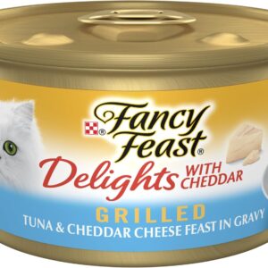 Purina Fancy Feast Delights With Cheddar Grilled Tuna and Cheddar Cheese Feast in Wet Cat Food Gravy Cat Food - (Pack of 24) 3 oz. Cans