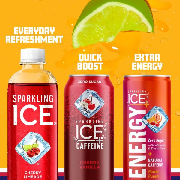 Sparkling Ice, Cherry Limeade Sparkling Water, Zero Sugar Flavored Water, with Vitamins and Antioxidants, Low Calorie Beverage, 17 fl oz Bottles (Pack of 12) - Image 6
