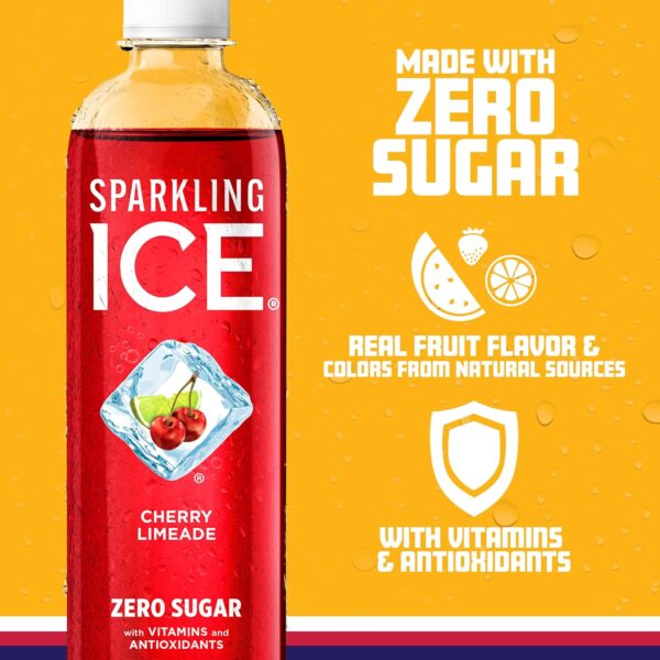 Sparkling Ice, Cherry Limeade Sparkling Water, Zero Sugar Flavored Water, with Vitamins and Antioxidants, Low Calorie Beverage, 17 fl oz Bottles (Pack of 12) - Image 4