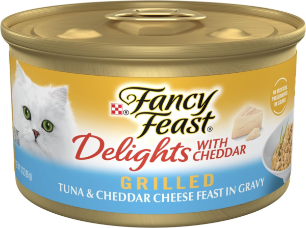 Purina Fancy Feast Delights With Cheddar Grilled Tuna and Cheddar Cheese Feast in Wet Cat Food Gravy Cat Food - (Pack of 24) 3 oz. Cans - Image 2