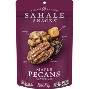 Maple Pecans Glazed Mix, 4 Oz Pouches (6 Packs) Dry-Roasted, Deluxe Mixed Nuts with Cherries, Apples, Maple, and Cinnamon - Non-Gmo, Kosher, and Certified Gluten-Free Snacks