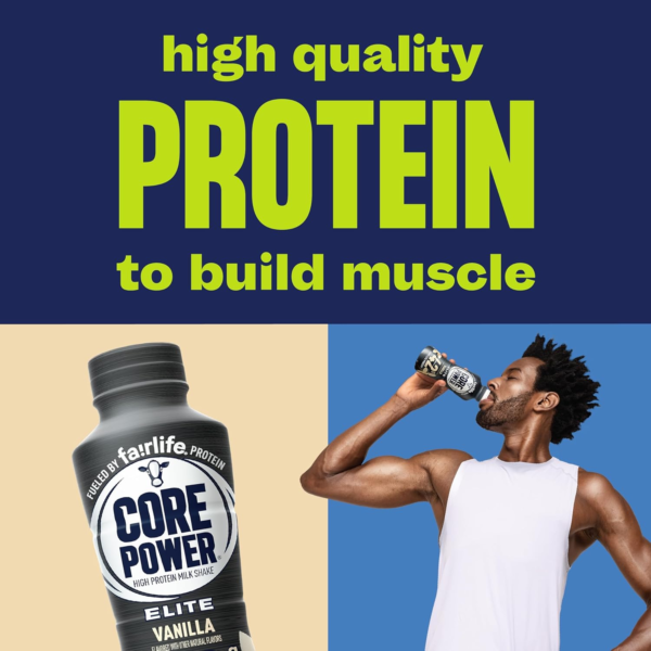 Core Power Elite High Protein Shake with 42g Protein by fairlife Milk, Vanilla, 14 fl oz - Image 3
