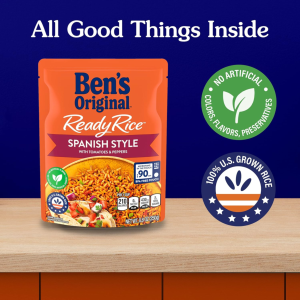 Ready Rice Spanish Style Flavored Rice, Easy Dinner Side, 8.8 OZ Pouch (Pack of 12) - Image 7