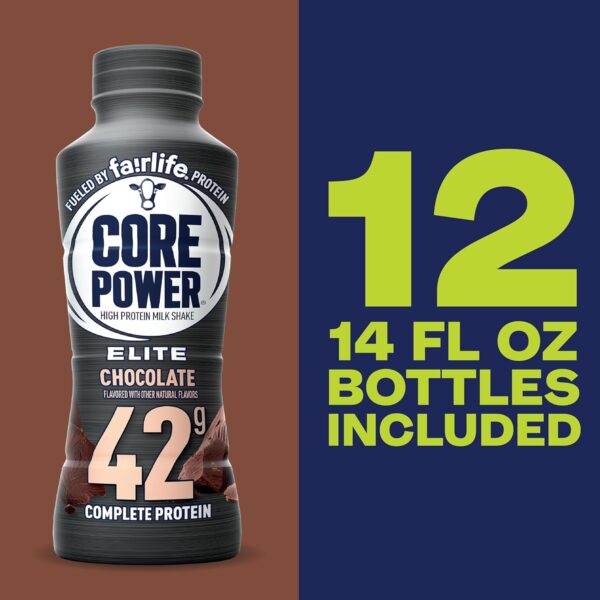 Core Power Elite High Protein Shake with 42g Protein by fairlife Milk, Chocolate, 14 fl oz - Image 5