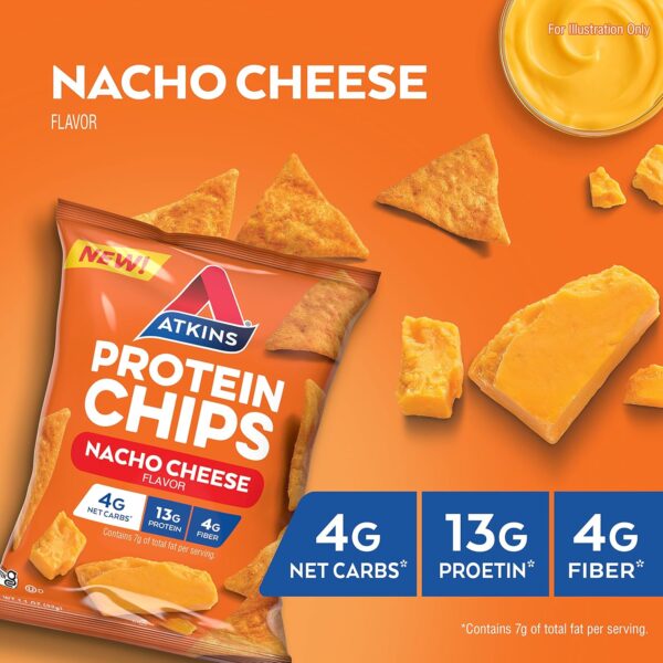 Atkins Protein Chips, 1.1oz, Nacho Cheese - Image 4