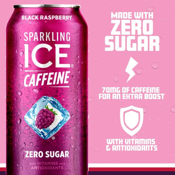 Sparkling Ice® +Caffeine Naturally Flavored Sparkling Water, Black Raspberry 16 Fl Oz - Image 4