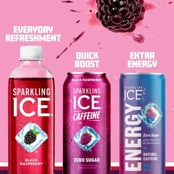 Sparkling Ice® +Caffeine Naturally Flavored Sparkling Water, Black Raspberry 16 Fl Oz - Image 6