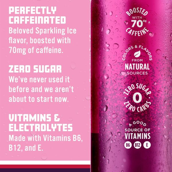 Sparkling Ice® +Caffeine Naturally Flavored Sparkling Water, Black Raspberry 16 Fl Oz - Image 5