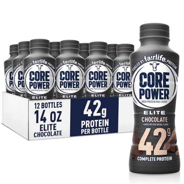 Core Power Elite High Protein Shake with 42g Protein by fairlife Milk, Chocolate, 14 fl oz
