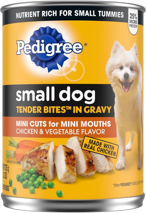 Small Dog Tender Bites in Gravy, Chicken & Vegetable Flavor Canned Wet Dog Food, 13.2 Oz. Cans (Pack of 12)