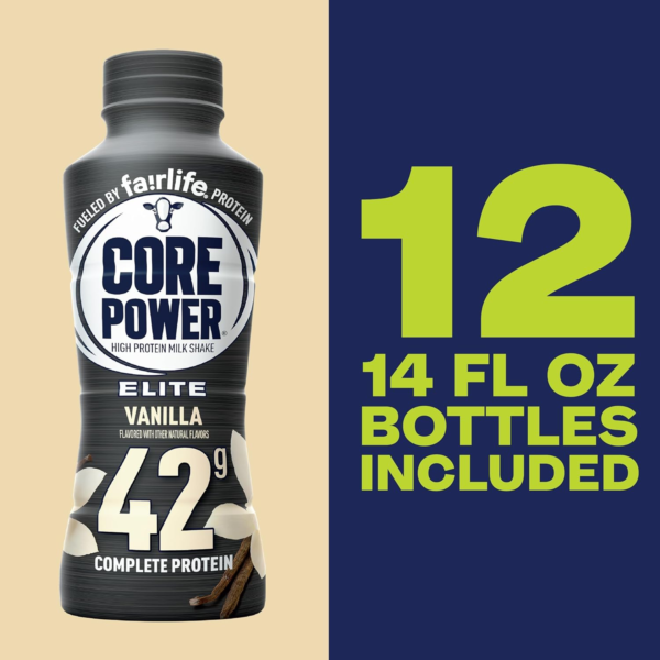 Core Power Elite High Protein Shake with 42g Protein by fairlife Milk, Vanilla, 14 fl oz - Image 4