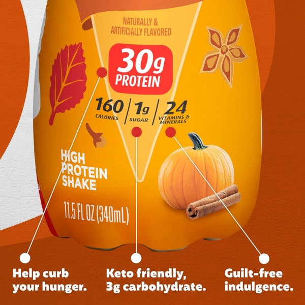 Shake Limited Edition 30G 1G Sugar 24 Vitamins Minerals Nutrients to Support Immune Health, Pumpkin Spice, 11.5 Fl Oz (Pack of 12) - Image 4