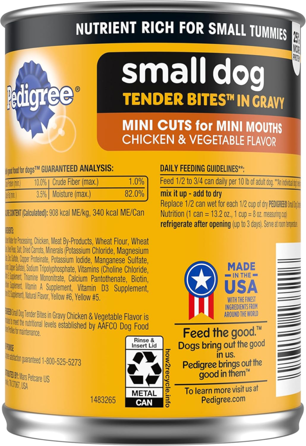 Small Dog Tender Bites in Gravy, Chicken & Vegetable Flavor Canned Wet Dog Food, 13.2 Oz. Cans (Pack of 12) - Image 3