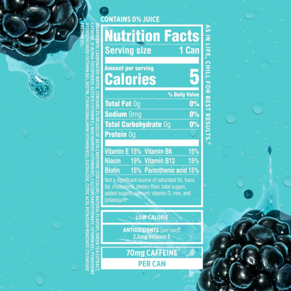 Sparkling Ice® +Caffeine Naturally Flavored Sparkling Water, Blue Raspberry 16 Fl Oz - Image 6