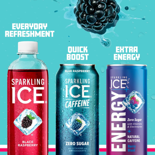 Sparkling Ice® +Caffeine Naturally Flavored Sparkling Water, Blue Raspberry 16 Fl Oz - Image 5