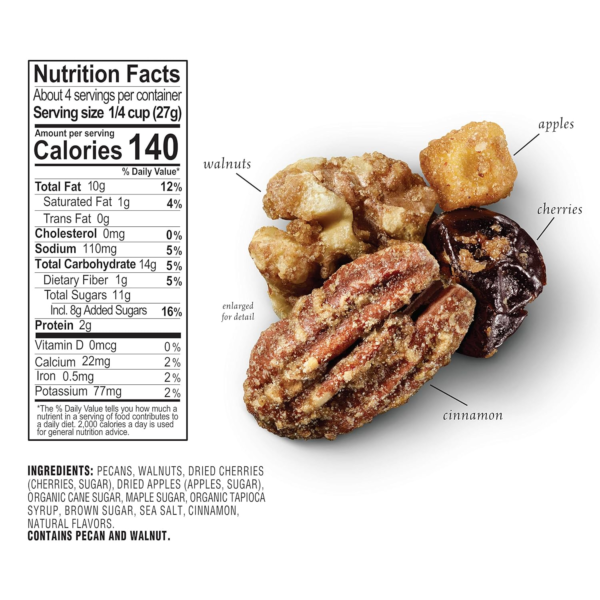 Maple Pecans Glazed Mix, 4 Oz Pouches (6 Packs) Dry-Roasted, Deluxe Mixed Nuts with Cherries, Apples, Maple, and Cinnamon - Non-Gmo, Kosher, and Certified Gluten-Free Snacks - Image 7