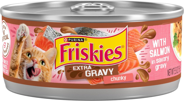 Purina Friskies Extra Gravy Chunky, Soft Salmon, Wet Cat Food, 5.5 oz Can - Image 2