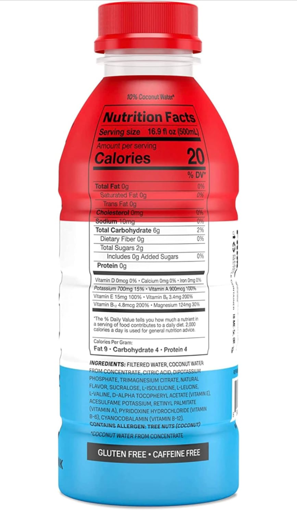Drink Sports Beverage "ICE POP," Naturally Flavored, 10% Coconut Water, 250Mg Bcaas, B Vitamins, Antioxidants, 834Mg Electrolytes, Only 20 Calories per 16.9 Fl Oz Bottle (Pack of 15) - Image 5