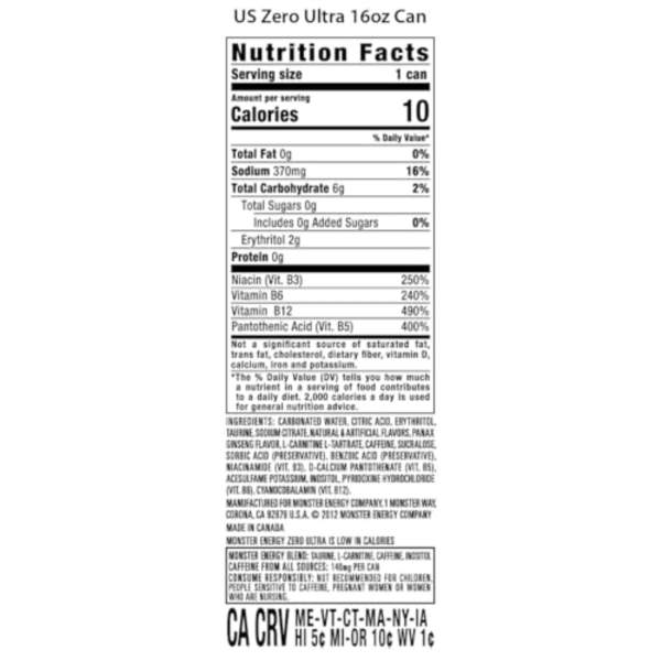 Zero Ultra, Sugar Free Energy Drink, 16 Fl Oz (Pack of 15) - Image 4