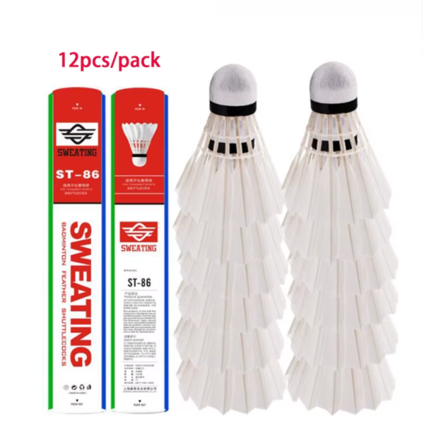 12Pcs/Pack Plastic Shuttle Cork Badminton Shuttlecock Badminton Birdies Bedminton Goose Feather Ball Train Badminton Accessories