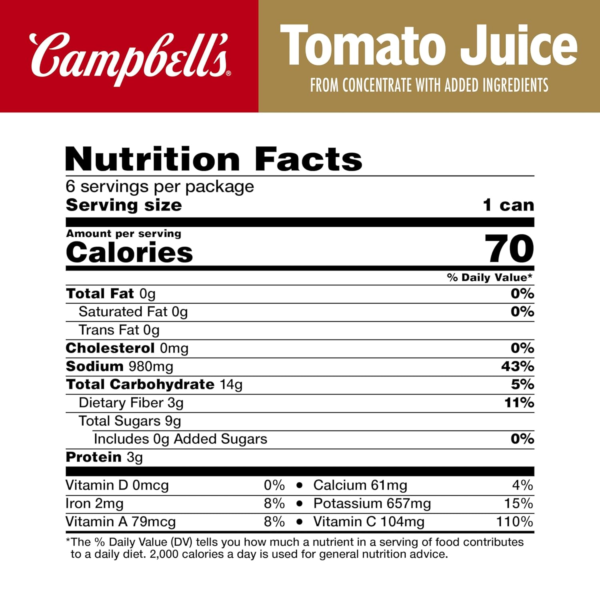 100% Tomato Juice, 11.5 Fl Oz Can (6 Pack) - Image 4