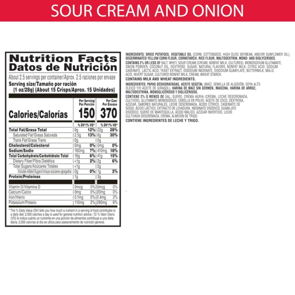 Potato Crisps Chips, Sour Cream & Onion, 2.5Oz (12 Count) - Image 3