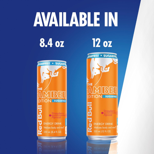 Amber Edition Sugar Free Energy Drink, Strawberry Apricot, with 80Mg Caffeine plus Taurine & B Vitamins, 8.4 Fl Oz, 6 Packs of 4 Cans (Pack of 24) - Image 7